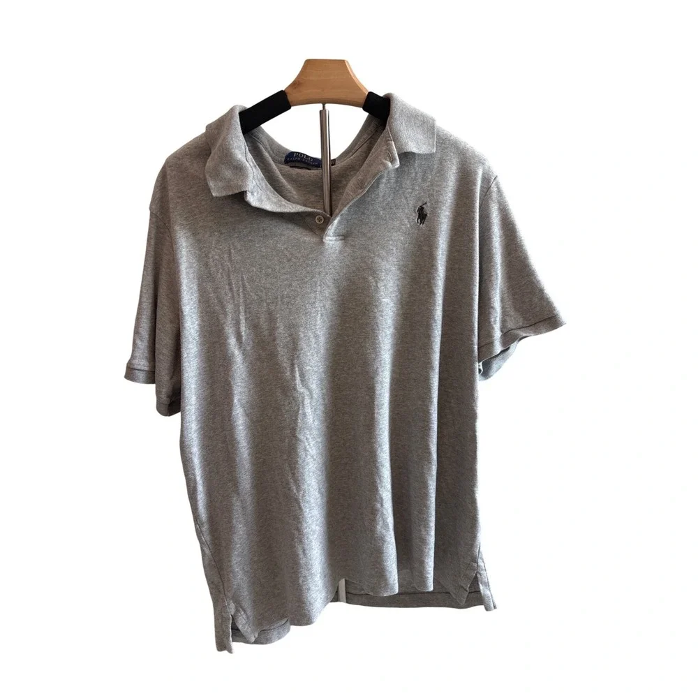 Polo Ralph Lauren Mens XL Classic Fit Heather Grey Cotton Short Sleeve‎ Shirt